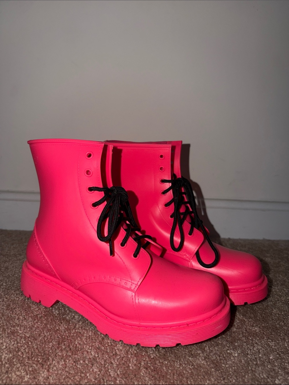 Madden Girl Hot Pink Lace-Up Platform Boots